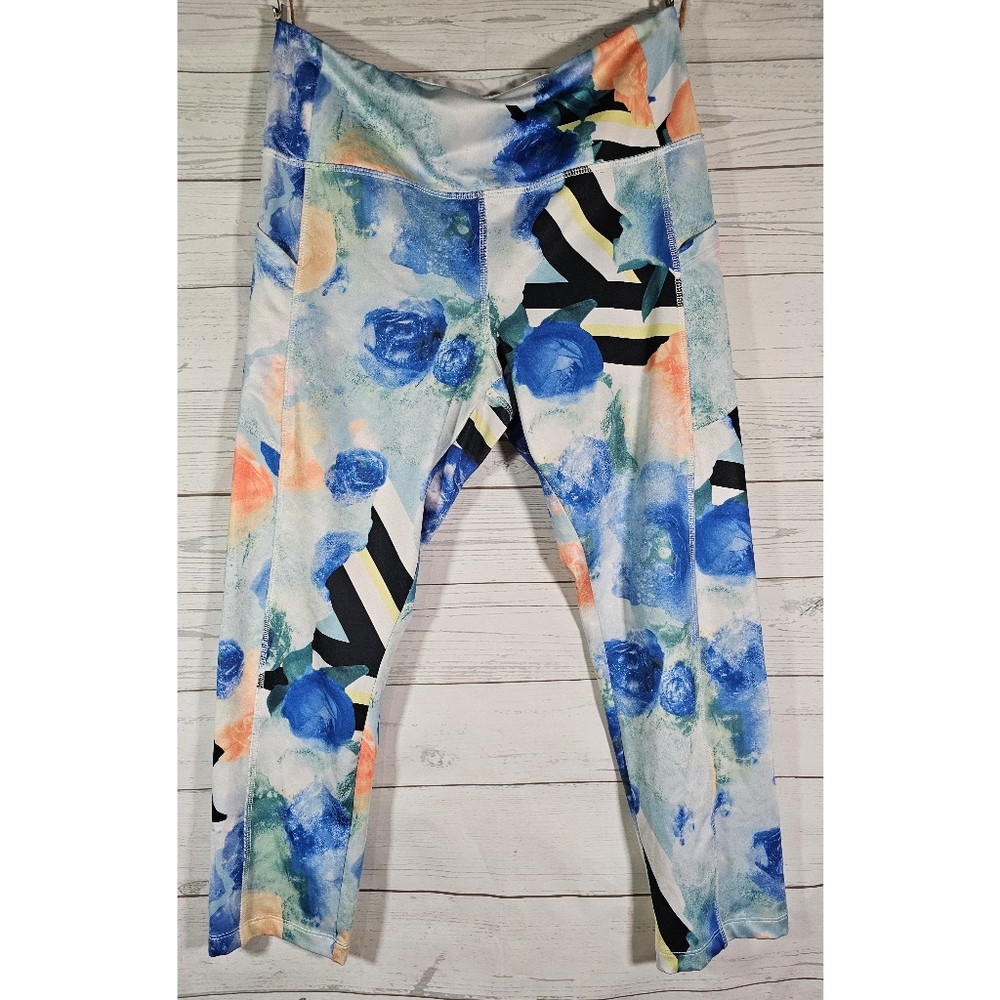 VOGO Large Yoga Capri Multi Color Legging Athletic Pants Side Pocket Workout